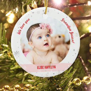 Décoration En Céramique Twin Girls Photo Grandpa Cute First Christmas Baby