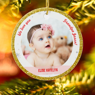 Décoration En Céramique Twin Girls Photo Grandpa Cute First Christmas Baby