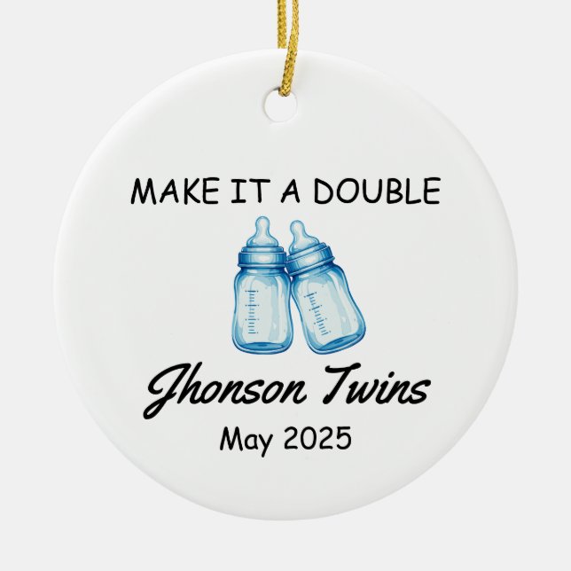 Décoration En Céramique Twin Pregnancy Announcement Ornament (Devant)