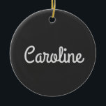 Décoration En Céramique Typographie de script minimaliste mou Nom noir bla<br><div class="desc">Typographie de script minimaliste mignon Nom Ornement noir blanc</div>