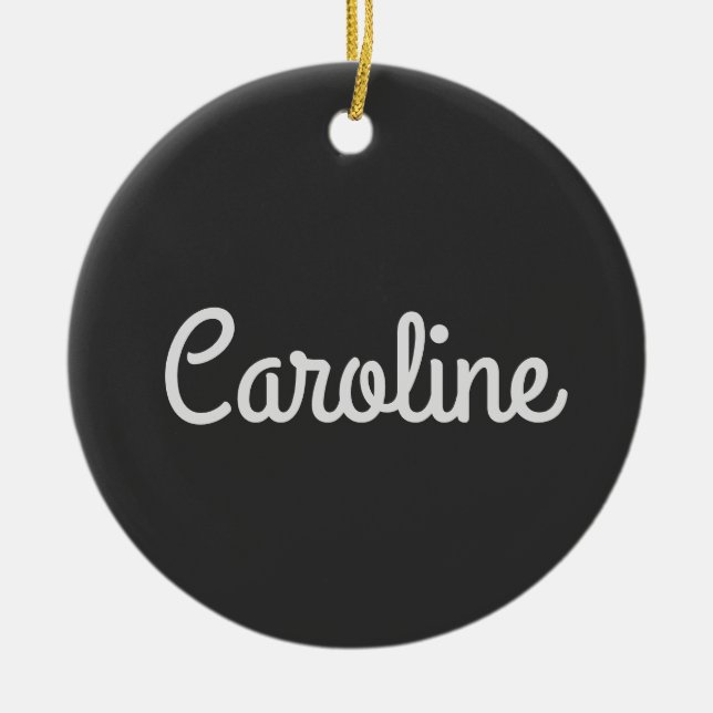 Décoration En Céramique Typographie de script minimaliste mou Nom noir bla (Devant)