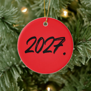 Décoration En Céramique Typographie Pinceau Encre Peinture Année 2027
