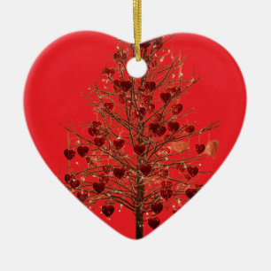 Décoration En Céramique Un arbre de la Saint-Valentin mince sur un
