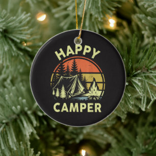 Décoration En Céramique Un campeur heureux tout-petit garçon drôle camping