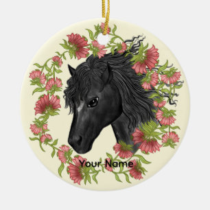 Décoration En Céramique Un Cheval Noir de Bellflower