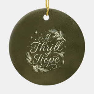Décoration En Céramique Un Frisson d'Espoir Écriture Élégante Noël Vert