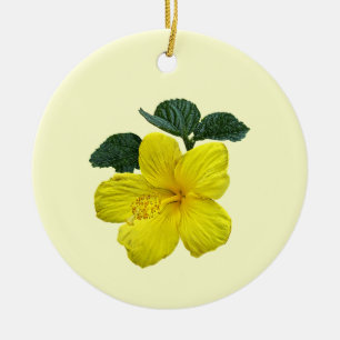 Décoration En Céramique Un Hibiscus jaune