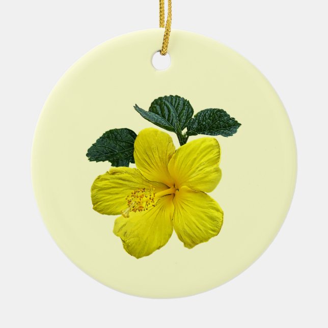 Décoration En Céramique Un Hibiscus jaune (Devant)