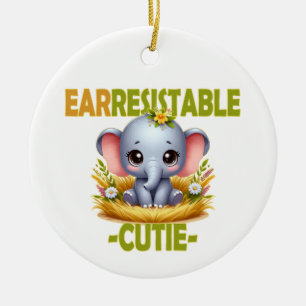 Décoration En Céramique Un jeu de mots amusant de Cutie. Caricature de Bab
