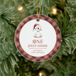 Décoration En Céramique Un joyeux oie personnalisé pour un premier anniver