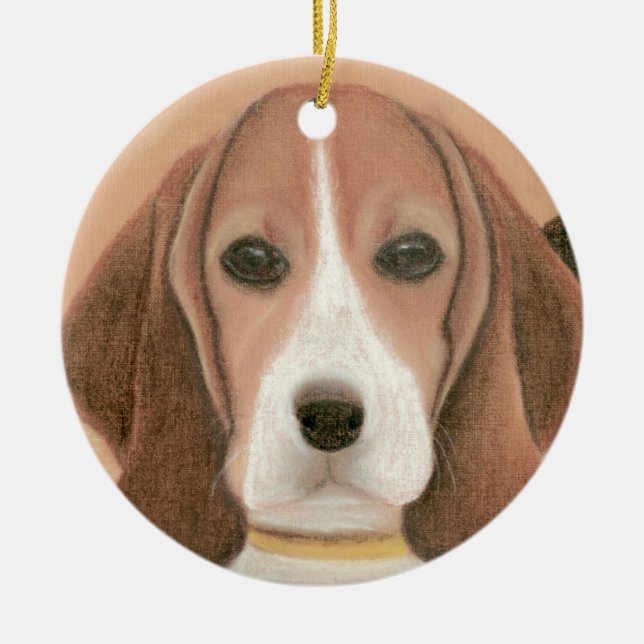 Décoration En Céramique Un mignon chien intelligent. Pastel (Devant)