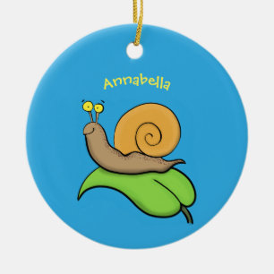 Décoration En Céramique Un mignon escargot heureux sur une illustration d'