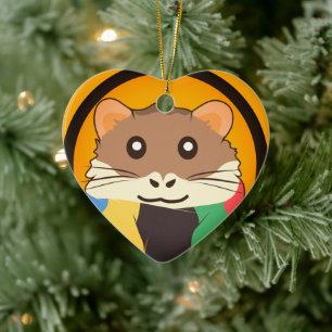 Décoration En Céramique Un mignon hamster en caricature avec une écharpe m
