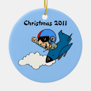 Décoration En Céramique Un pilote militaire à Jet Christmas