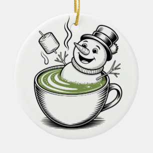 Décoration En Céramique Un Snowman Se Baigner À Macha Christmas