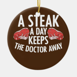 Décoration En Céramique Un steak par jour garde le médecin à la mangeur de
