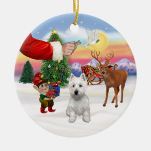 Décoration En Céramique Un Terrier des Highlands de l'Ouest