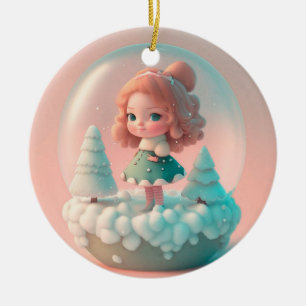 Décoration En Céramique Une drôle de petite poupée sur un nuage
