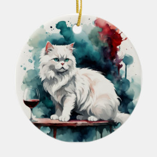 Décoration En Céramique Une femme vin/ et son chat