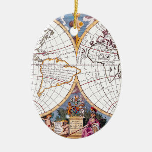 Décoration En Céramique Une Nouvelle Carte De L'Ornement Ovale Terraqueux 