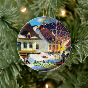 Décoration En Céramique Une rue d'un village québécois par Clarence Gagnon