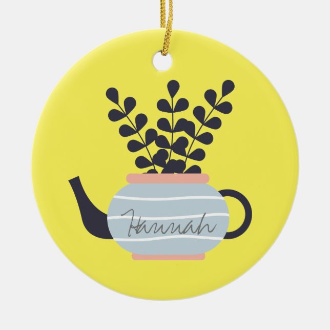 Décoration En Céramique Une théière moderne simple au pastel plante (Devant)