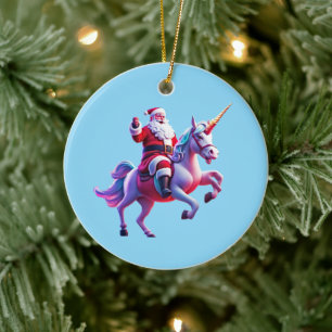 Décoration En Céramique Unicorn équitation Père Noël