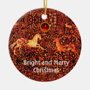 Décoration En Céramique UNICORN ET CERFS, FLEURS, ANIMAUX FORESTIERS Flora