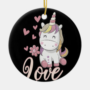 Décoration En Céramique Unicorn Love Heart Saint Valentin Chemise