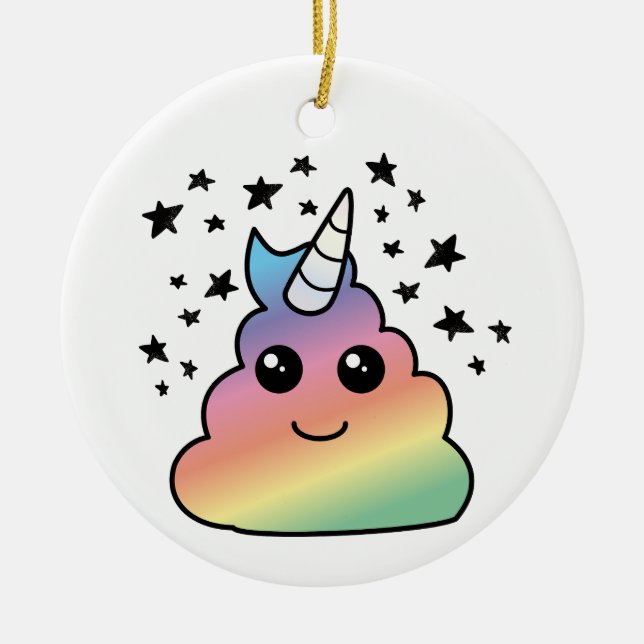 Décoration En Céramique Unicorne Rainbow Poop Emoji Kawaii (Devant)