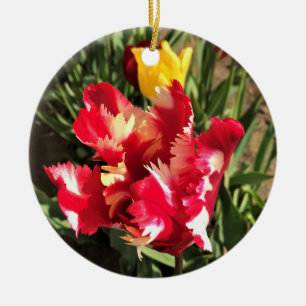 Décoration En Céramique Unique Tulipe rouge et blanche
