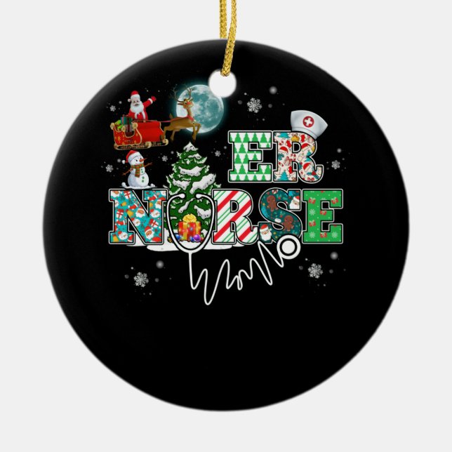 Décoration En Céramique Urgence Urgence infirmière stéthoscope Noël (Devant)