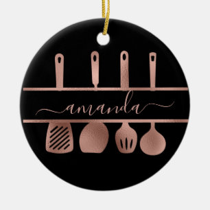 Décoration En Céramique Ustensiles en or rose Cuisine à Cuisine Chef perso