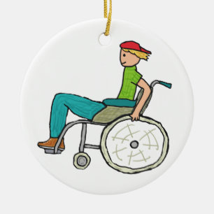 Décoration En Céramique Utilisateur en fauteuil roulant à vitesse amusant