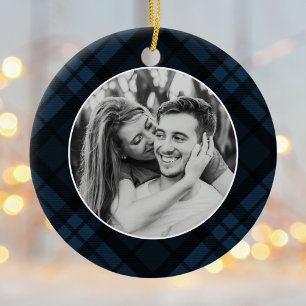 Décoration En Céramique Vacances Photo Plaid Tartan Classic Navy