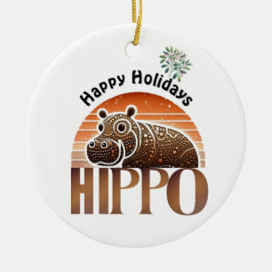 Décoration En Céramique Vacances Tons Terre Hippopotame Rustique