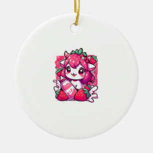 Décoration En Céramique Vache de fraise Kawaii Anime Lait de fraise _2_1
