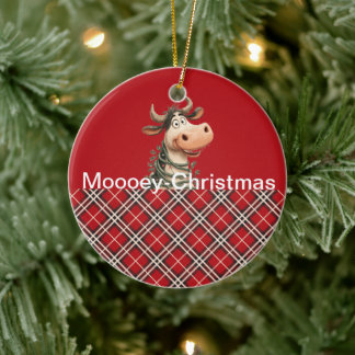 Décoration En Céramique Vache de Noël