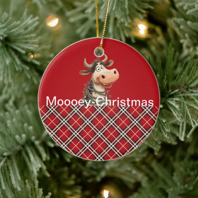Décoration En Céramique Vache de Noël (Arbre)