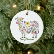 Vache mignonne, Aquarelle Fleurs sauvages, Pays, F