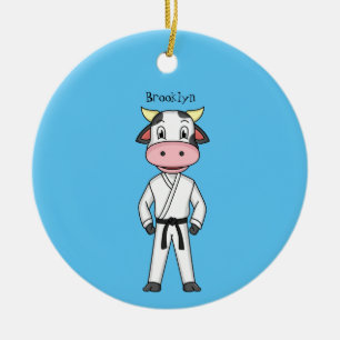 Décoration En Céramique Vache mignonne en combinaison kung fu