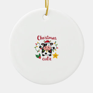 Décoration En Céramique Vache Noël Mignonne Vaches Noël T-Shirt (6)