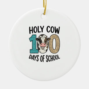 Décoration En Céramique Vache sacrée 100 jours d'école Vintage Cow Shirt D