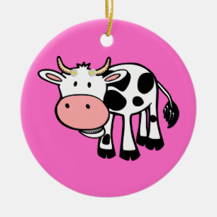 Décoration En Céramique Vache souriante avec marguerites