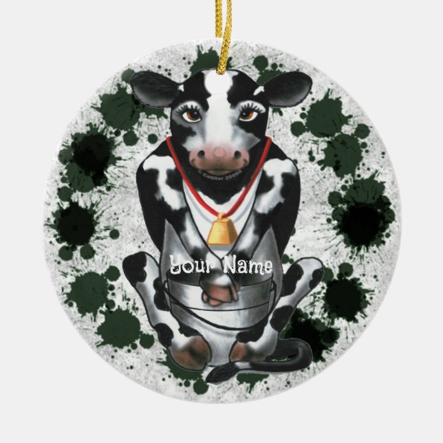 Décoration En Céramique Vache timide  seau (Devant)