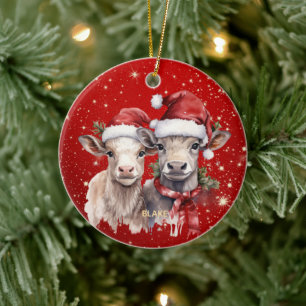 Décoration En Céramique Vaches mignonnes - Nouveau-né et enfants Noël pers
