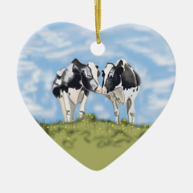 Décoration En Céramique Vaches qui s'embrassent  (Devant)