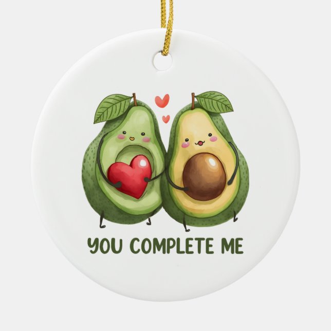 Décoration En Céramique Valentine Don Avocado Vous Me Complétez (Devant)
