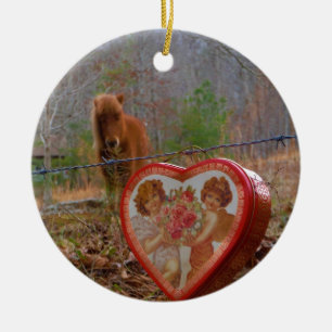 Décoration En Céramique Valentine Heart Miniature Brown Horse