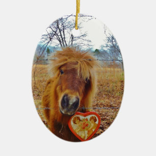 Décoration En Céramique Valentine Heart Miniature Brown Horse